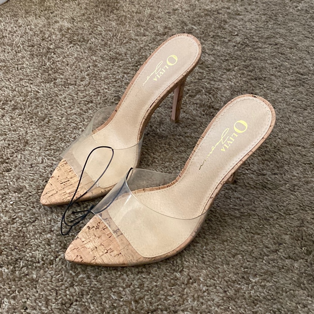 Heel Sandals | NWT Clear, Corked Heel Sandals